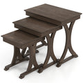 3PCS Nesting Table, Side Table w/ Solid Rubber Wood Legs