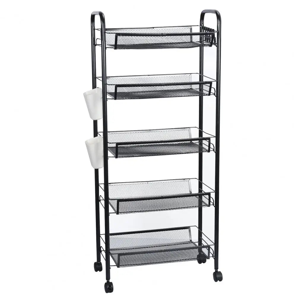 Storage Basket, 5 Tier Stackable Metal Mesh with 360 Wheels