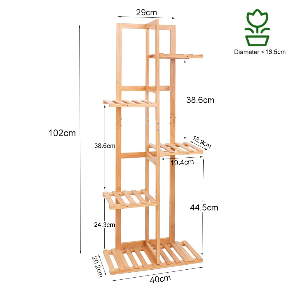 Vertically Bamboo Shelf Rack Plant Stand Display Fits Corner Indoor Outdoor