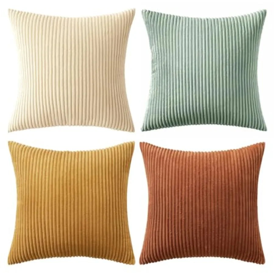 Boho Farmhouse Throw Pillow Covers 18x18 Inch Set of 4 Modern Nordic Cushion Covers Soft Corduroy
