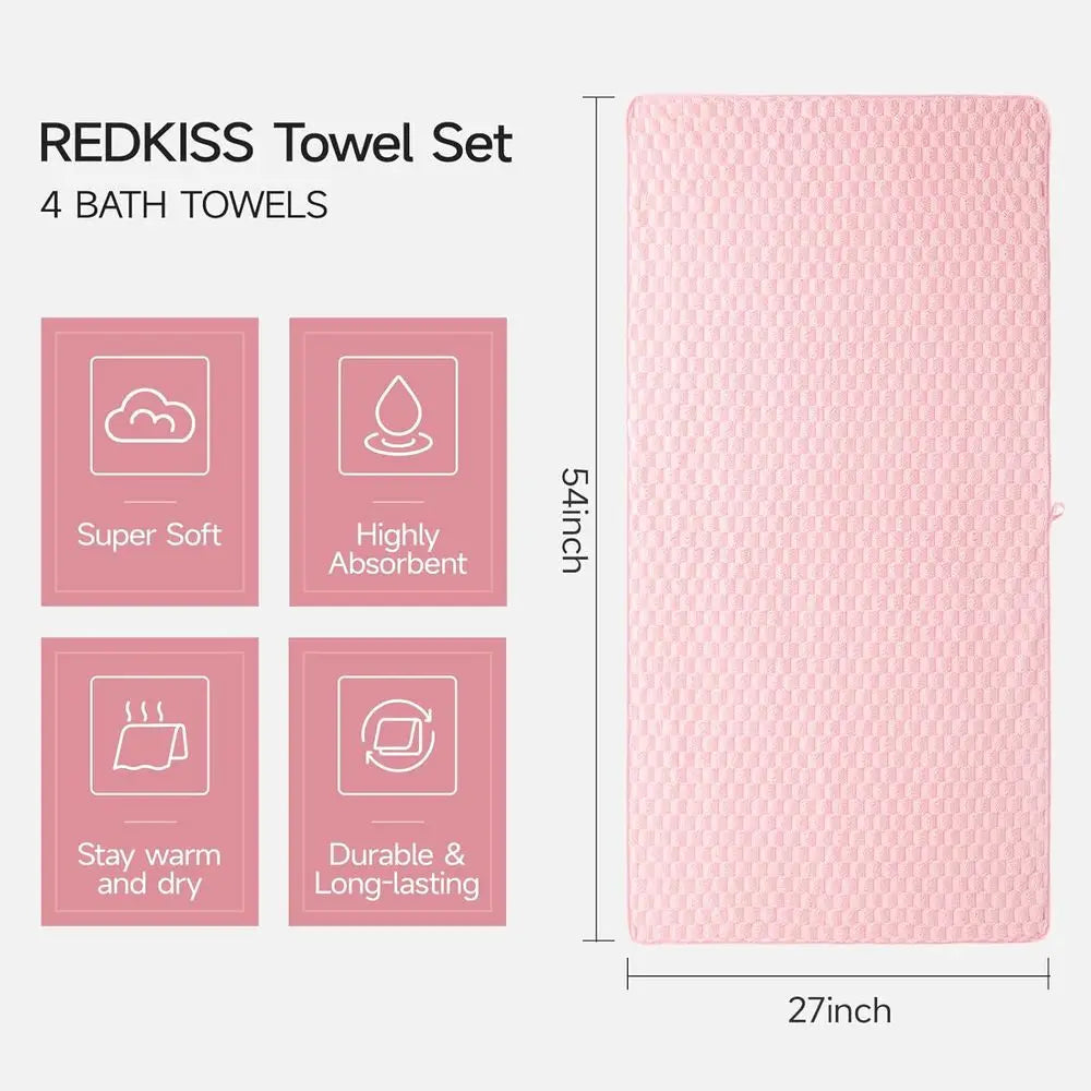 Extra Large, Super Absorbent, Quick Dry Microfiber Bath Towels Set -