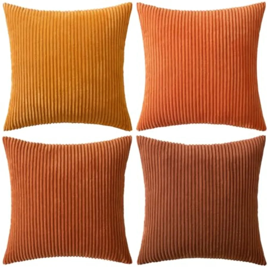 Boho Farmhouse Throw Pillow Covers 18x18 Inch Set of 4 Modern Nordic Cushion Covers Soft Corduroy