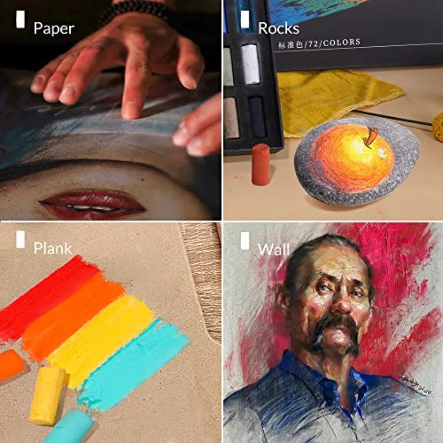 Professional Soft Pastels, Handmade 72 Vibrant Colors Smooth and High Adhesion for Painting, Drawing, Blending