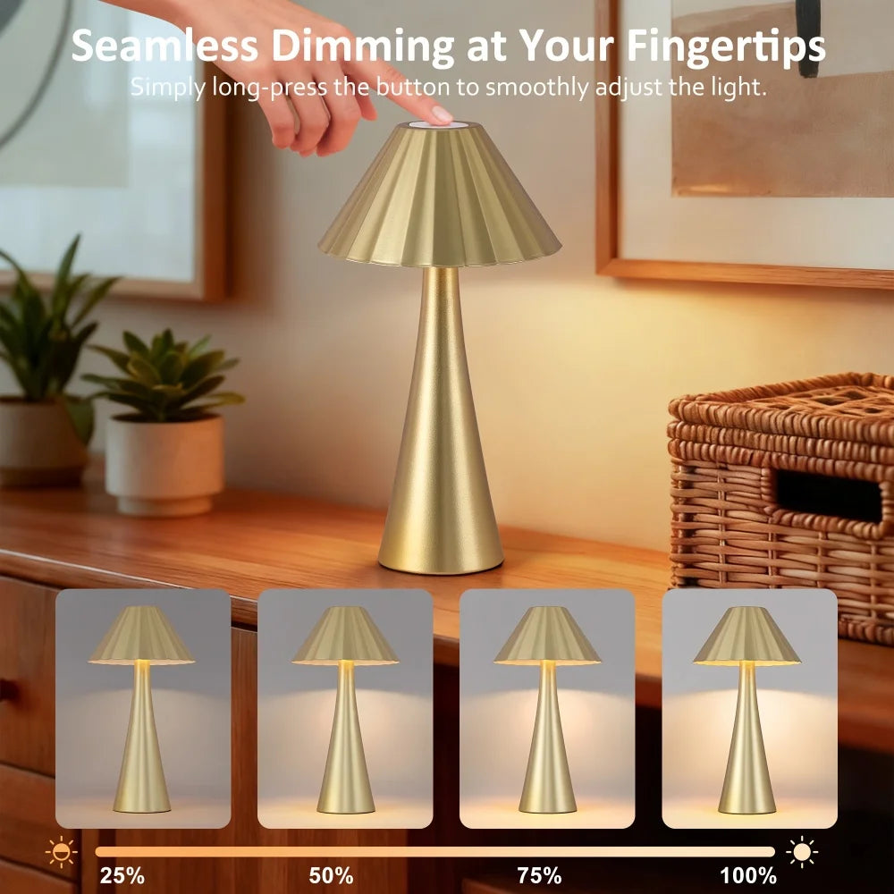 26.5 Inch Modern Metal Mini Table Lamp Set Of 2,  Top Touch Control and USB Charging, Dimmable LED Light