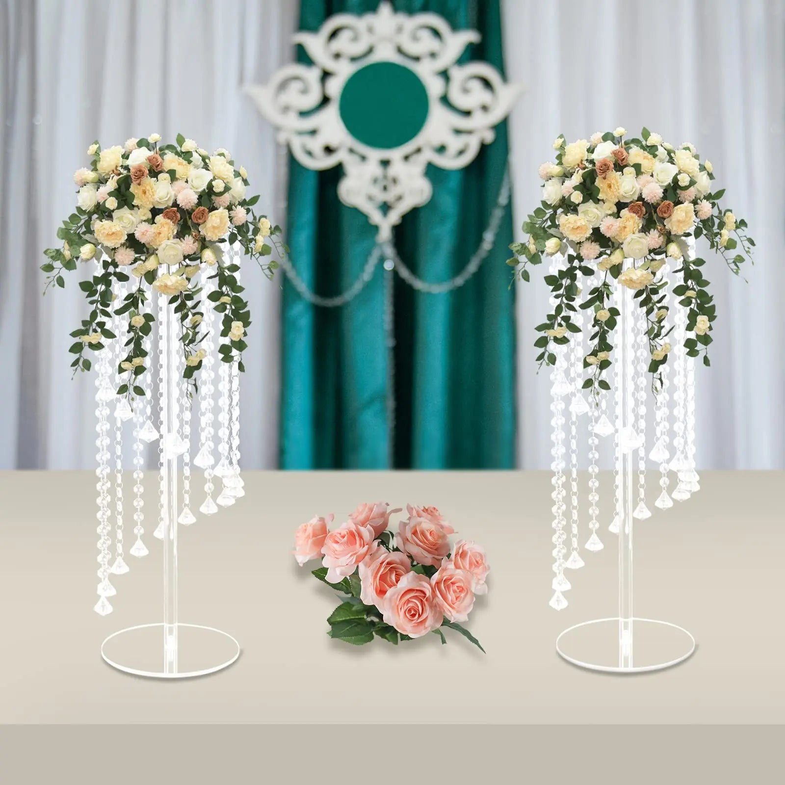 Centerpieces Clear Flower Acrylic- 2 Pcs 23.6 inch Tall Crystal Flower Stand