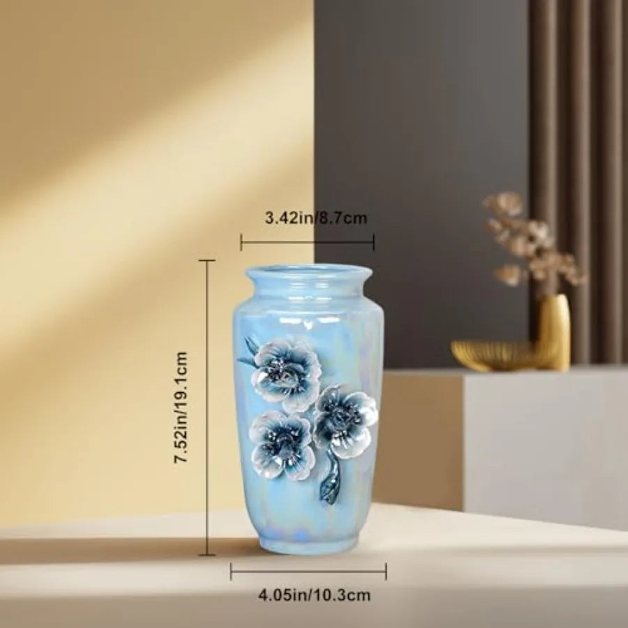 Ceramic Vase - Small Decorative Vase with Floral Pattern