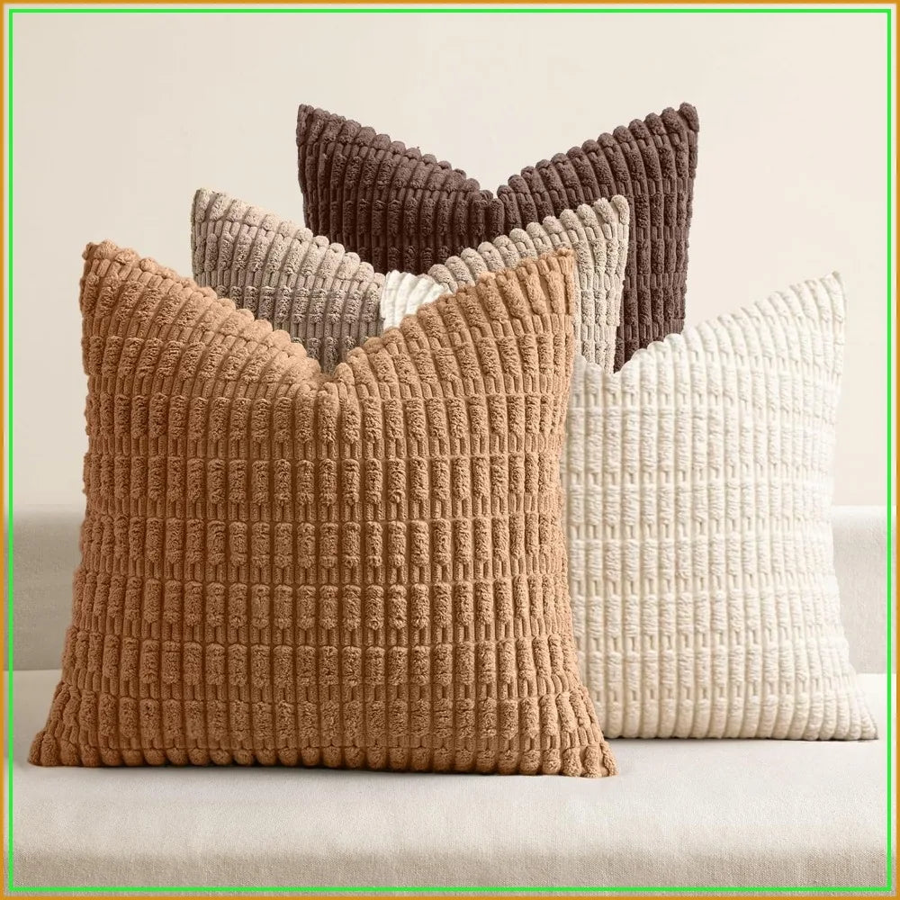 Corduroy Decorative Throw Pillow Covers 18x18 Set of 4