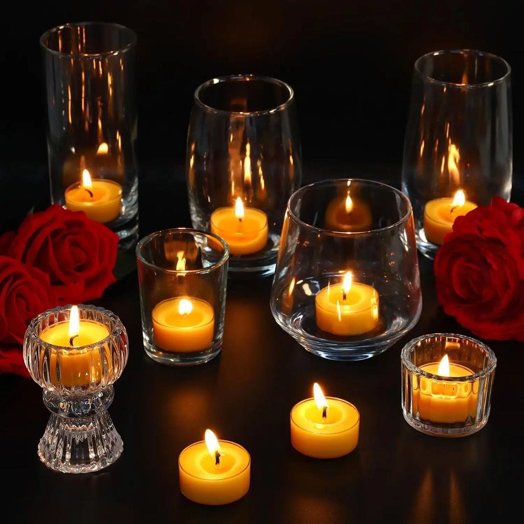 48-Pack Pure Beeswax Tealight Candles, 4-Hour Burn Time