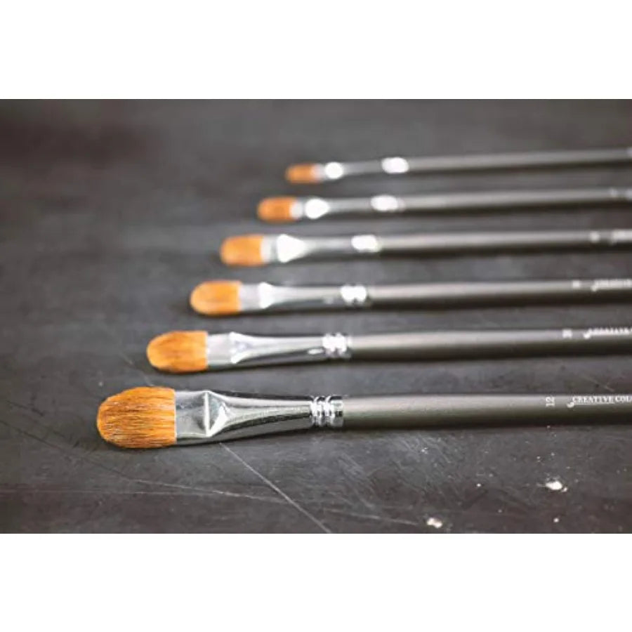 6 Red Sable Filbert long-handled Professional Paint Brushes  Acrylic, Watercolor, Mixed Media or Oil Paint Brushes.