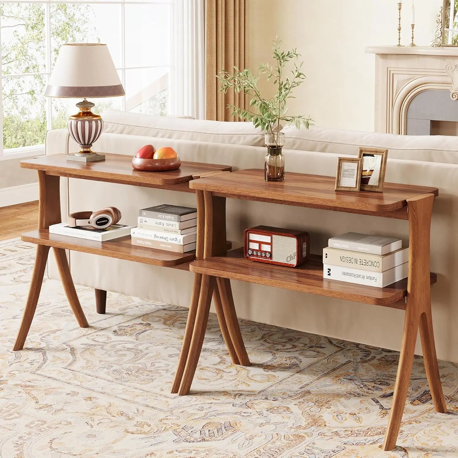 2 tier Solid Wood Farmhouse Table