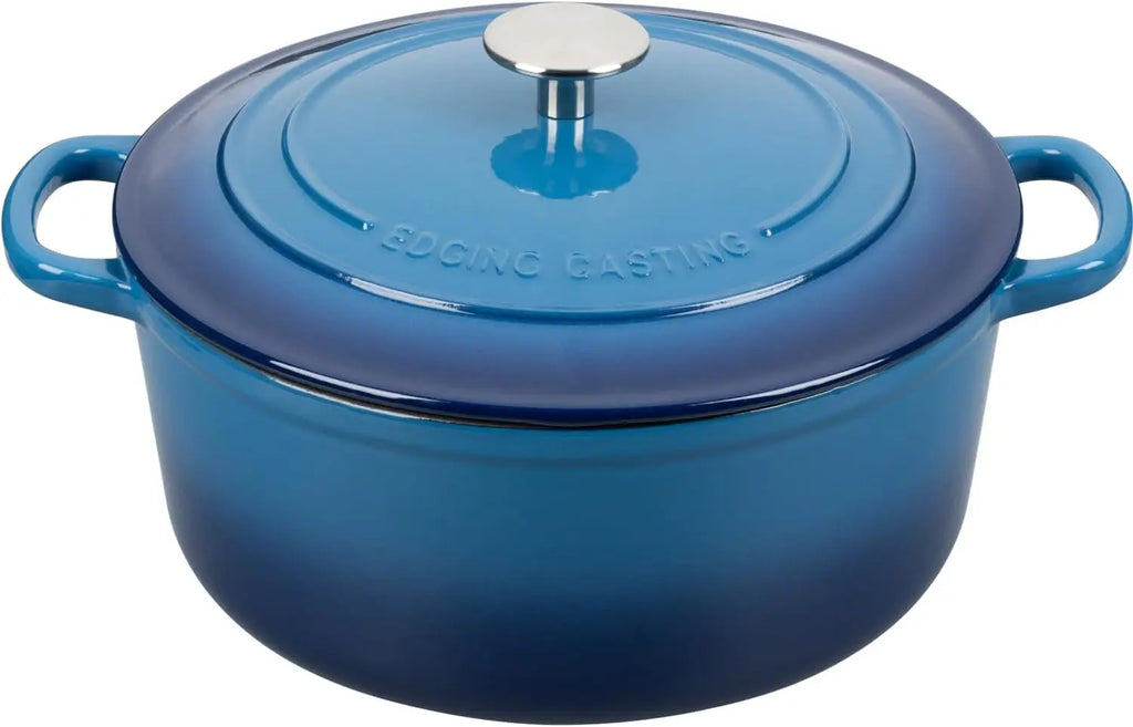 7 Quart Enameled Cast Iron Dutch Oven with Lid, Round for Baking Bread, Oven Safe to 500°F, Lake Blue