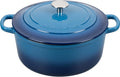 7 Quart Enameled Cast Iron Dutch Oven with Lid, Round for Baking Bread, Oven Safe to 500°F, Lake Blue