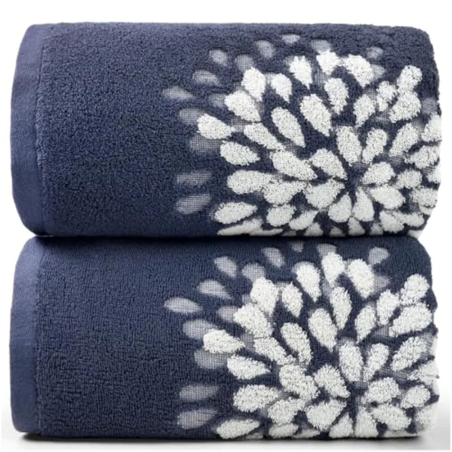 Set of 2 - Large 55" x 28", Decorative Hydrangea Floral Jacquard, cotton