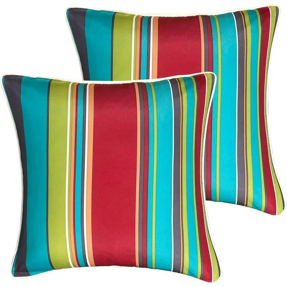 Inserted Outdoor Throw Pillows, Pack of 2 Striped Water-Resistant  Decor 18x18 in