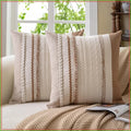 Boho Throw Pillow Covers 18x18 Inch Set of 2, Brown Textured Cover