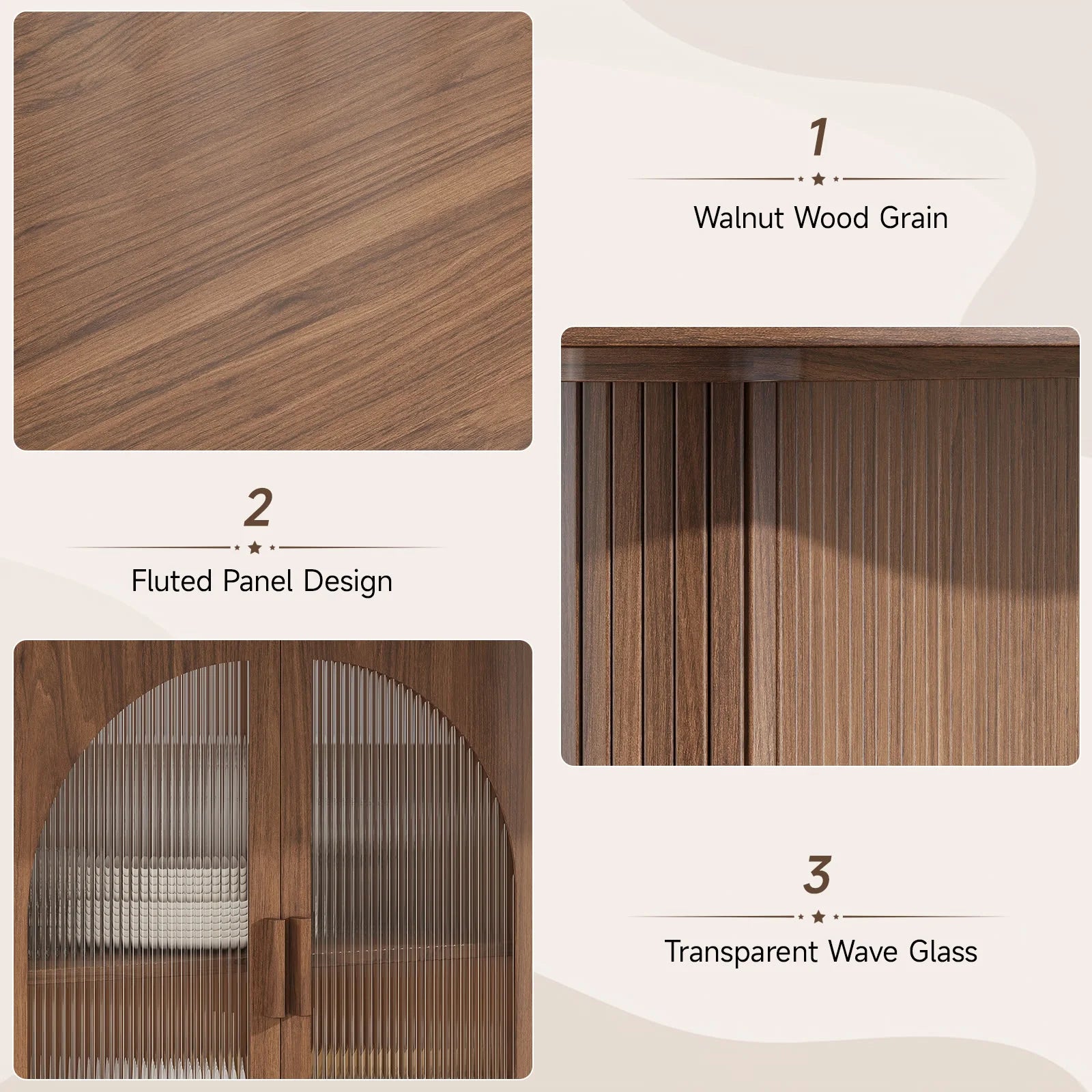 Walnut 70 Inch Oval Dining Table for 6-8 People,  with 2-Tier Storage Space, Wood Center LED Light, Dinner Table with Heavy Duty Legs