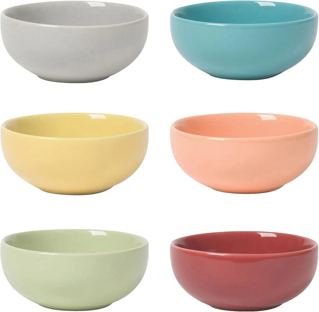 Ceramic Bowl Set of 6, 2 oz Mini Dishes for Dips and Condiments, Microwave & Dishwasher Safe