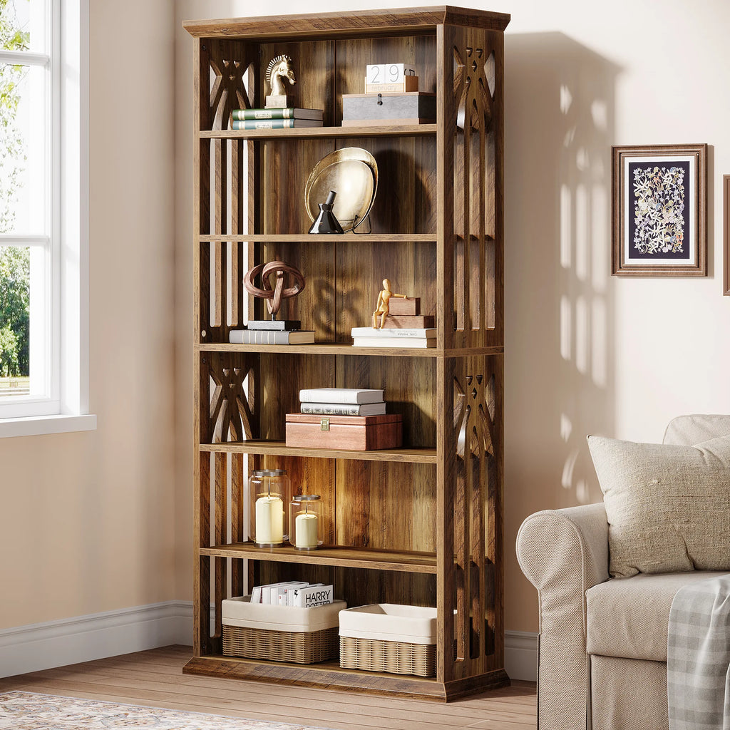6-Tier Bookshelf, 75-Inch Tall Bookcase Freestanding Display Shelves