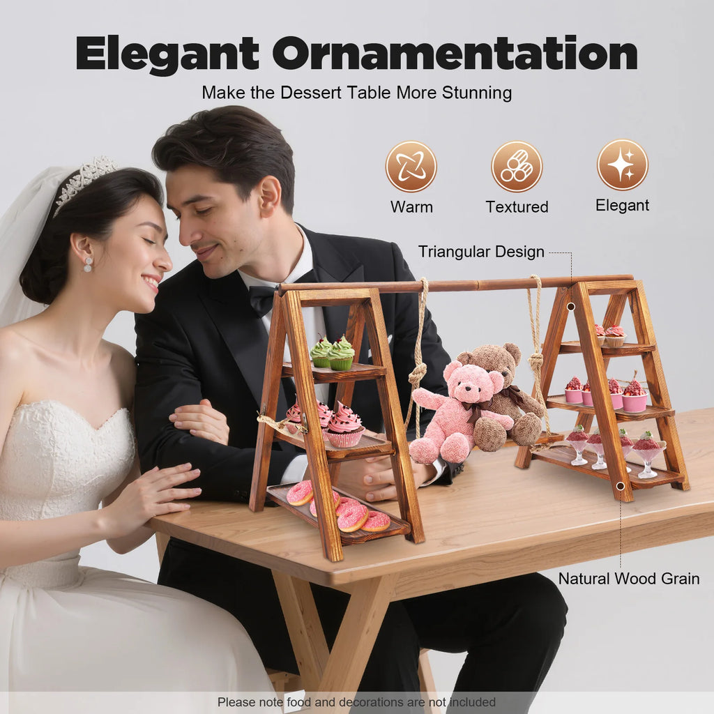 3-Tier Wooden Cake Stand Tray, Dessert Cakes Serving Tray