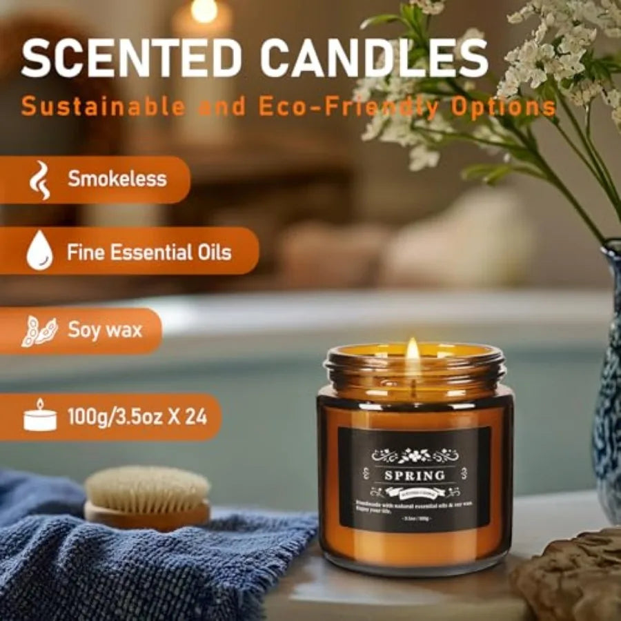 3.05oz Soy Wax Aromatherapy Candles with 12 Fragrances, Smokeless Natural Essential Oil