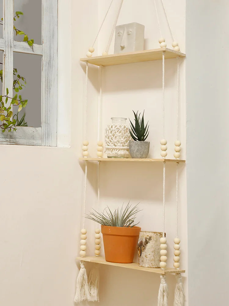 Wooden Storage Rack Wall Hanging Shelves Plant Floating Wall Shelf Rustic Wood Shelves