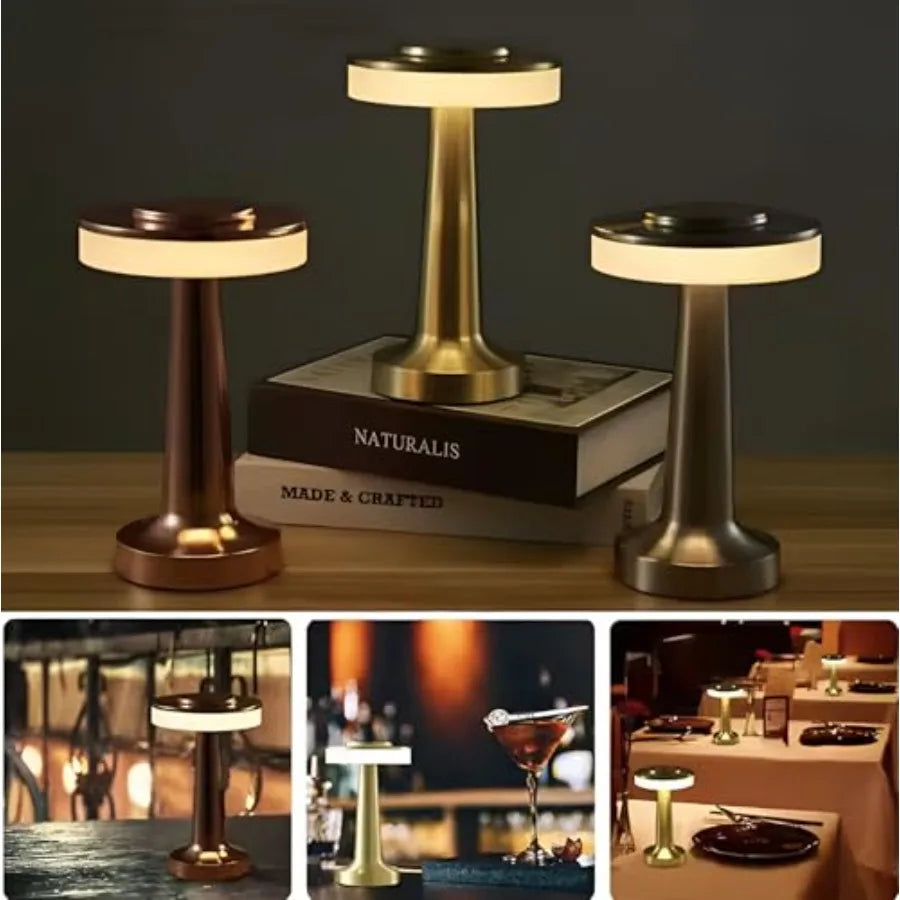 Modern Portable Table Lamp, Rechargeable Battery, Up to 12 Hours Long Usage, 3 Color Mode, Dimmable