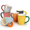 Ceramic Mug Set of 6 16oz - Colorful Bohemian Style