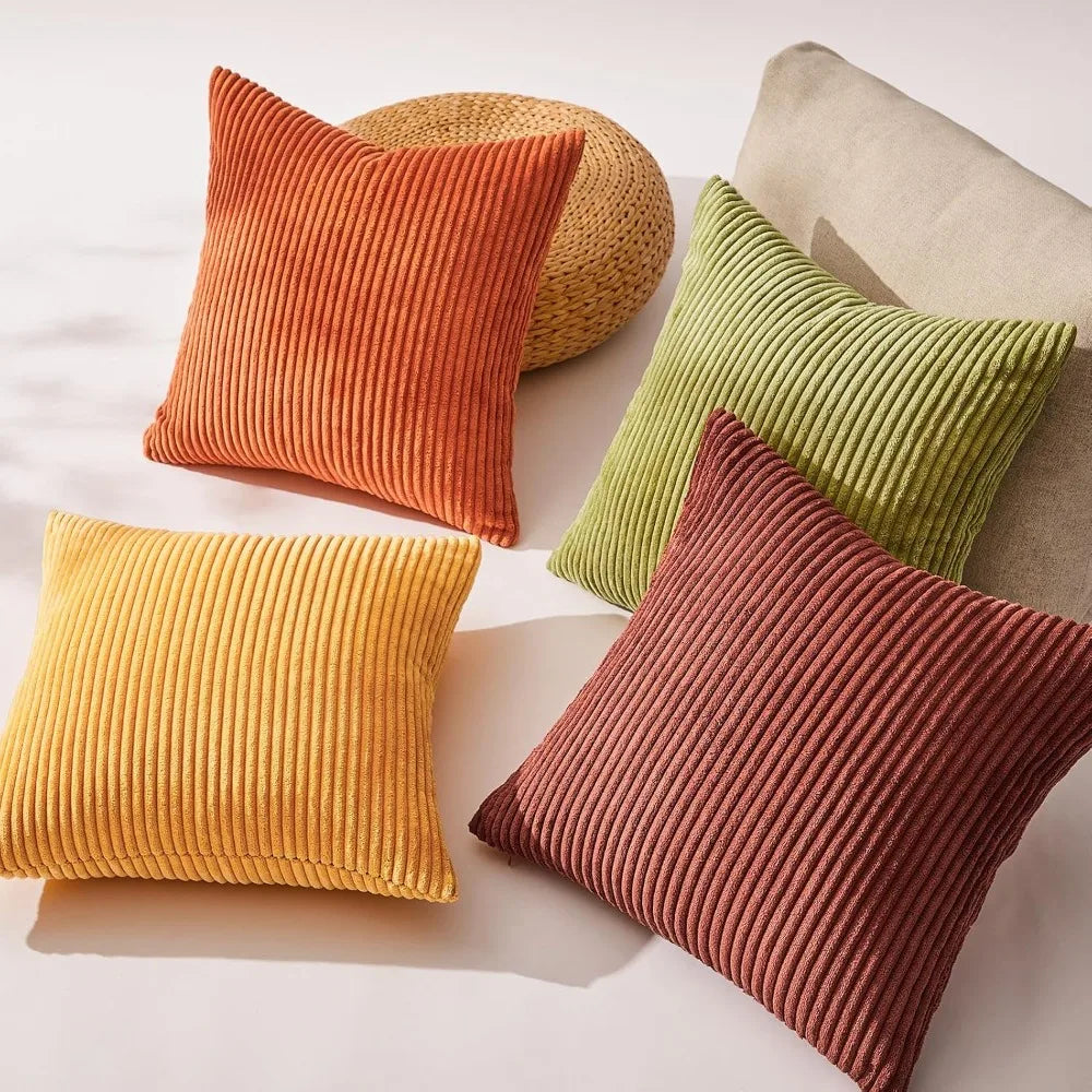 Corduroy Decorative Throw Pillow Covers 18x18 Set of 4