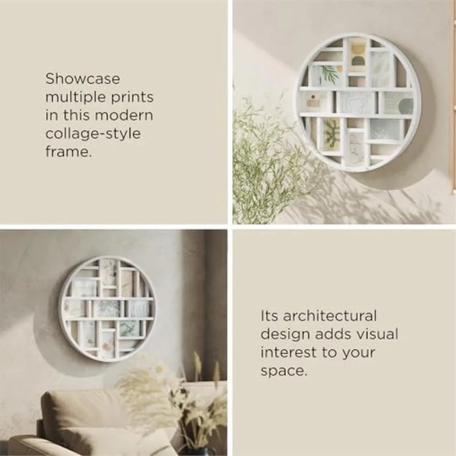 Luna Collage Picture Frame Holds Nine 4x6 Photos Large 22-Inch Diameter