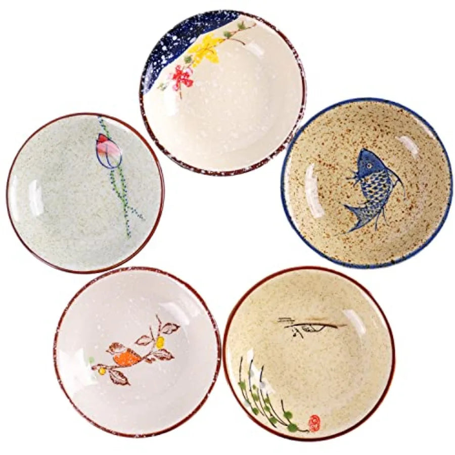 Japanese Retro Porcelain Side Dish Ceramic 5 pc set