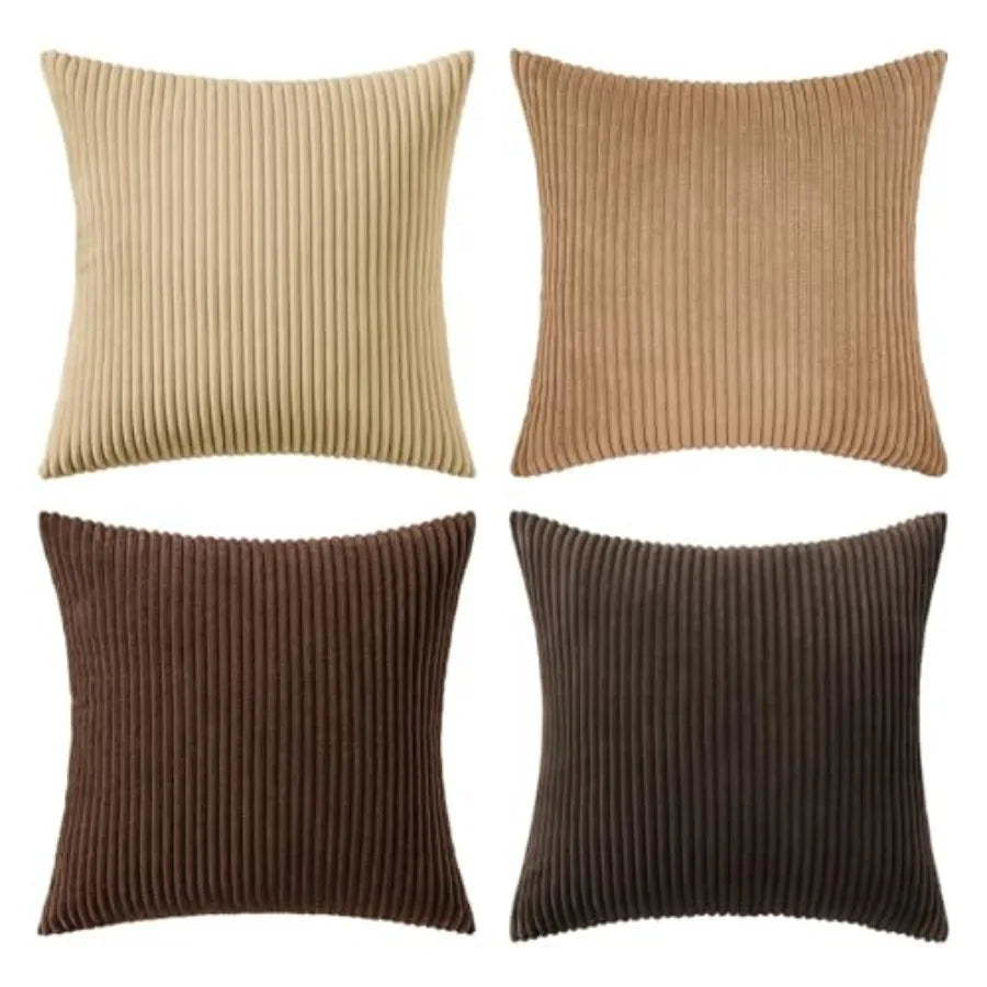 Boho Farmhouse Throw Pillow Covers 18x18 Inch Set of 4 Modern Nordic Cushion Covers Soft Corduroy