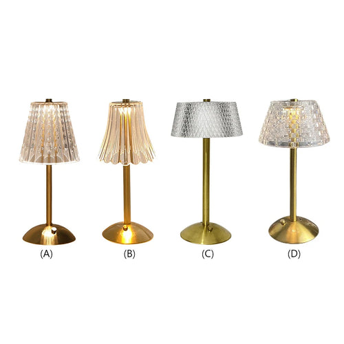 3 Colors LED Crystal Table Lamp Dimmable  Rechargeable Romantic Wireless