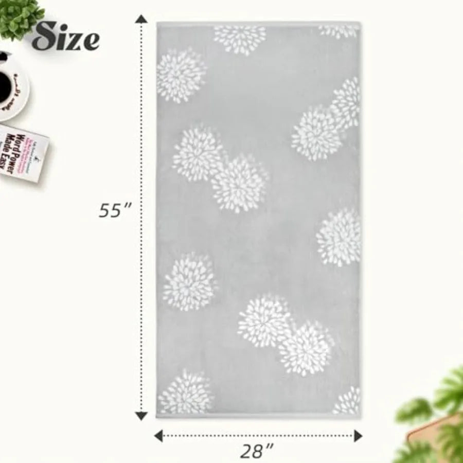 Set of 2 - Large 55" x 28", Decorative Hydrangea Floral Jacquard, cotton