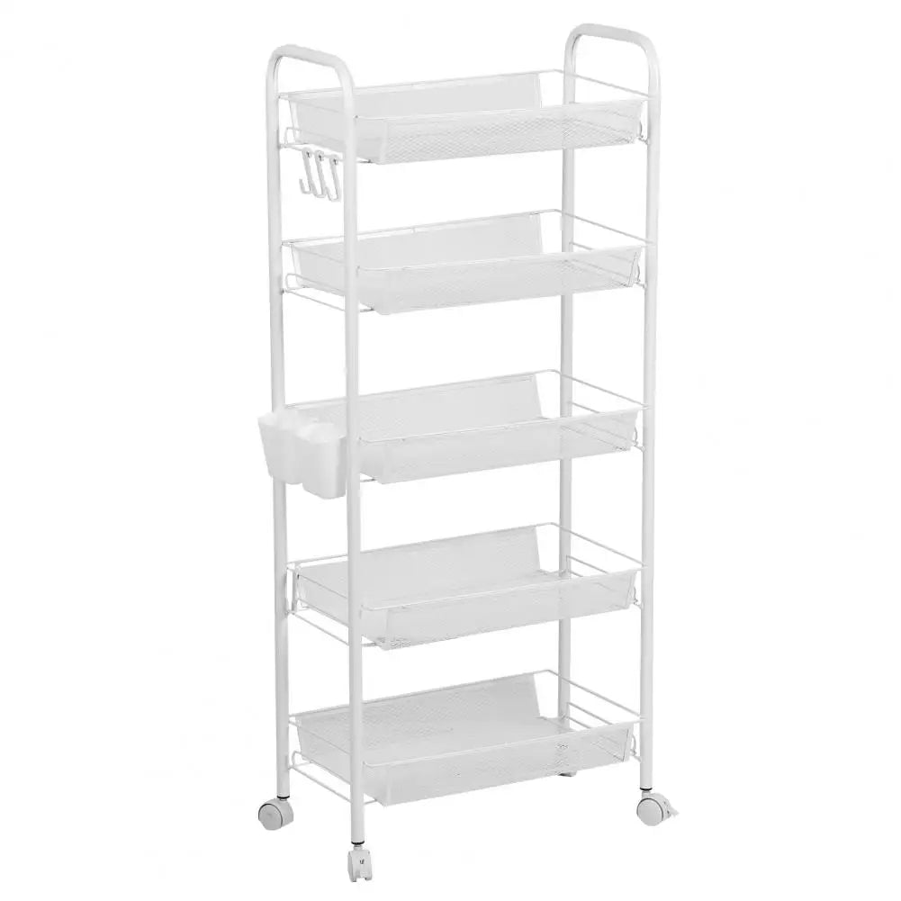 Storage Basket, 5 Tier Stackable Metal Mesh with 360 Wheels