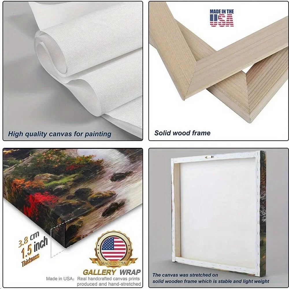 Modern Contemporary Frame Canvas wall art, pine frame, wax canvas painted  1.5 inches