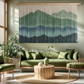 Woven Boho Macrame Tapestry Dip-Dyed Large Modern Handmade Colorful Mountain Landscape
