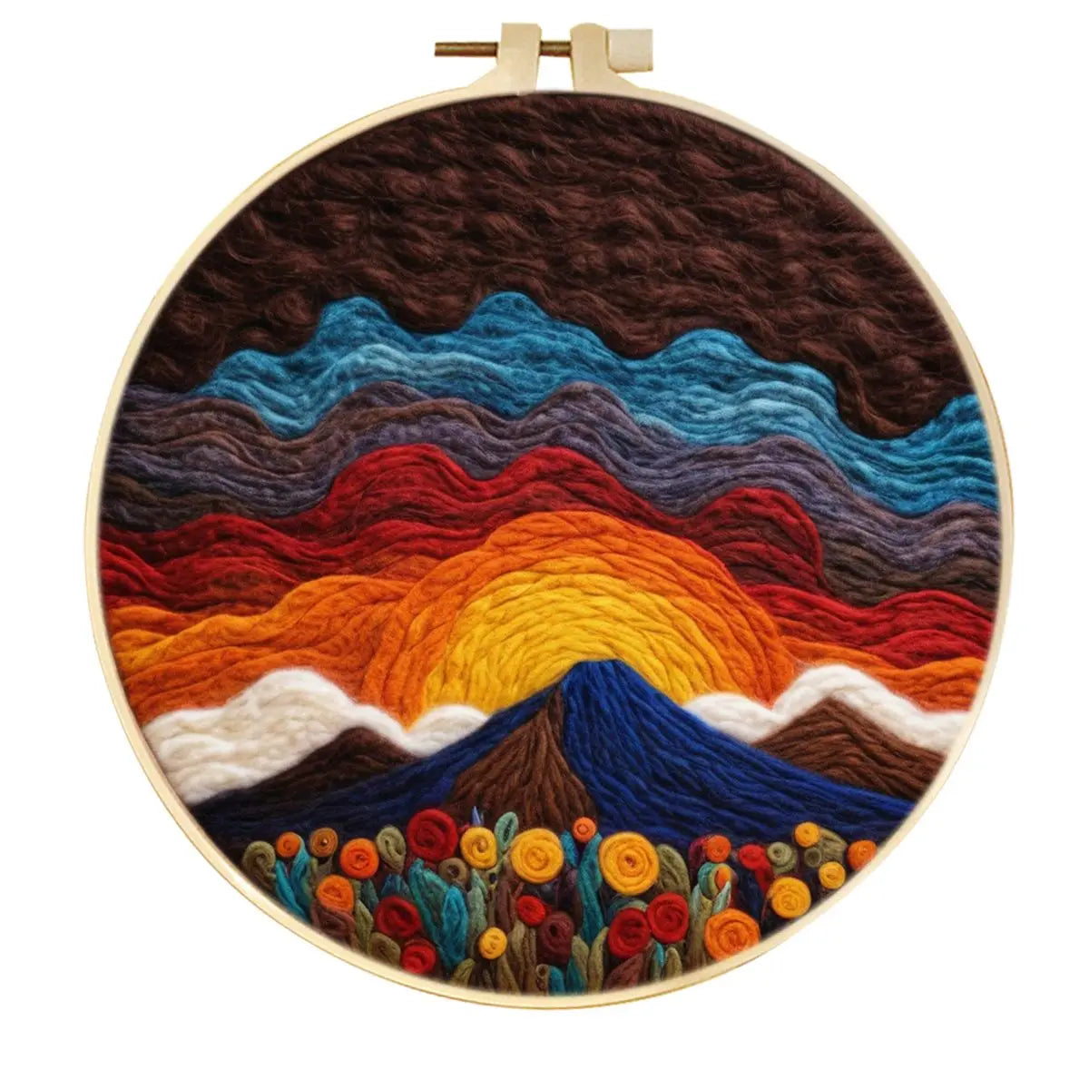 CHENISTORY DIY Wool Felting  Mountain Landscape With Embroidery Frame