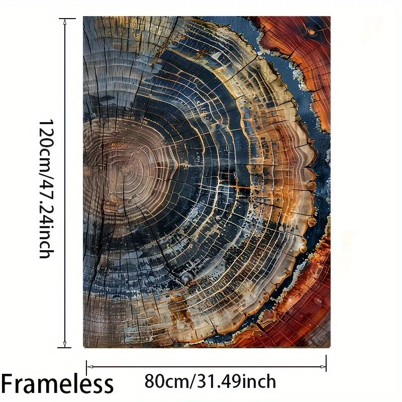 Abstract tree ring canvas art print,31.49x47.24 inch frameless modern wall hanging decoration