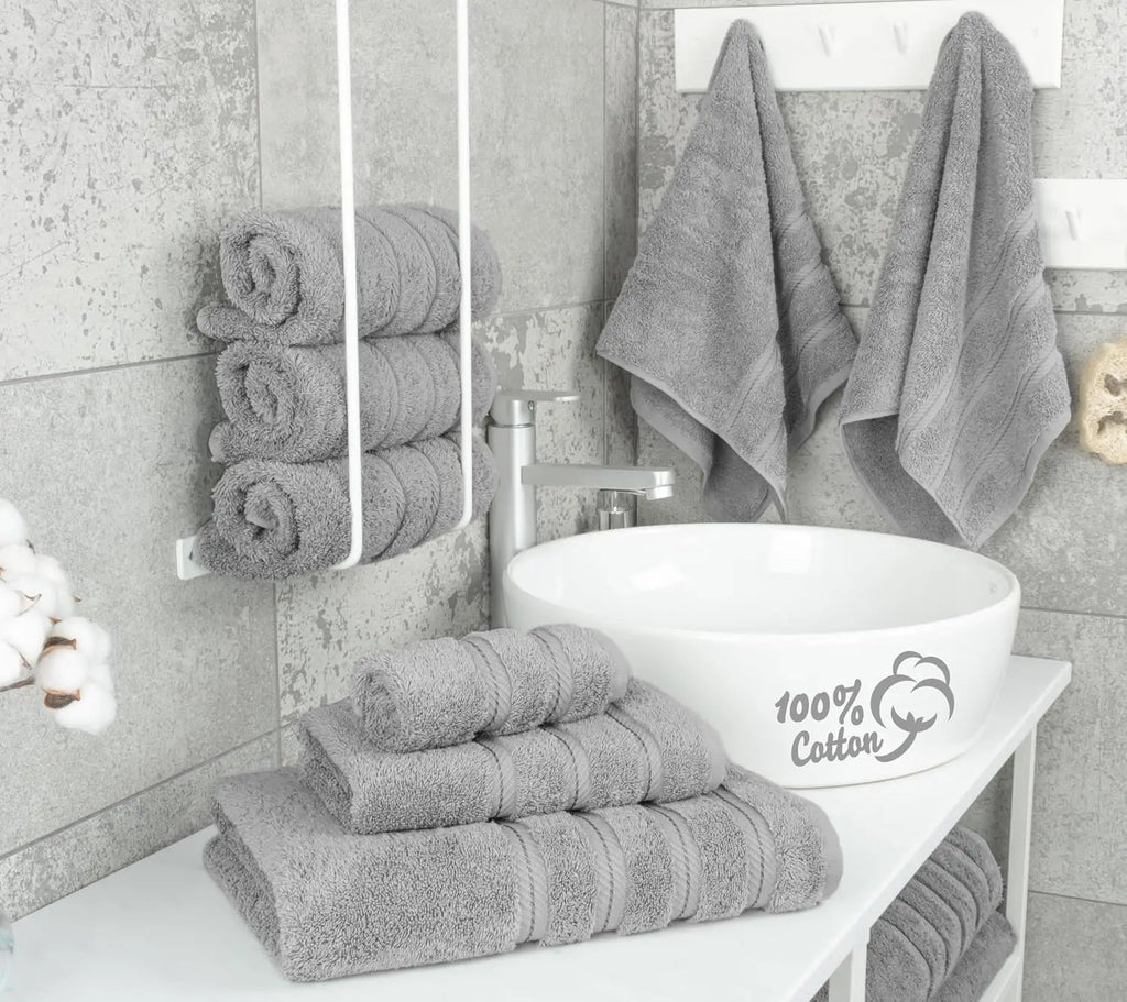 Turkish Cotton 6 Piece Towel Set - 600 GSM Soft Absorbent Quick Dry Bath Towels  2 Bath Towels 2 Hand Towels 2