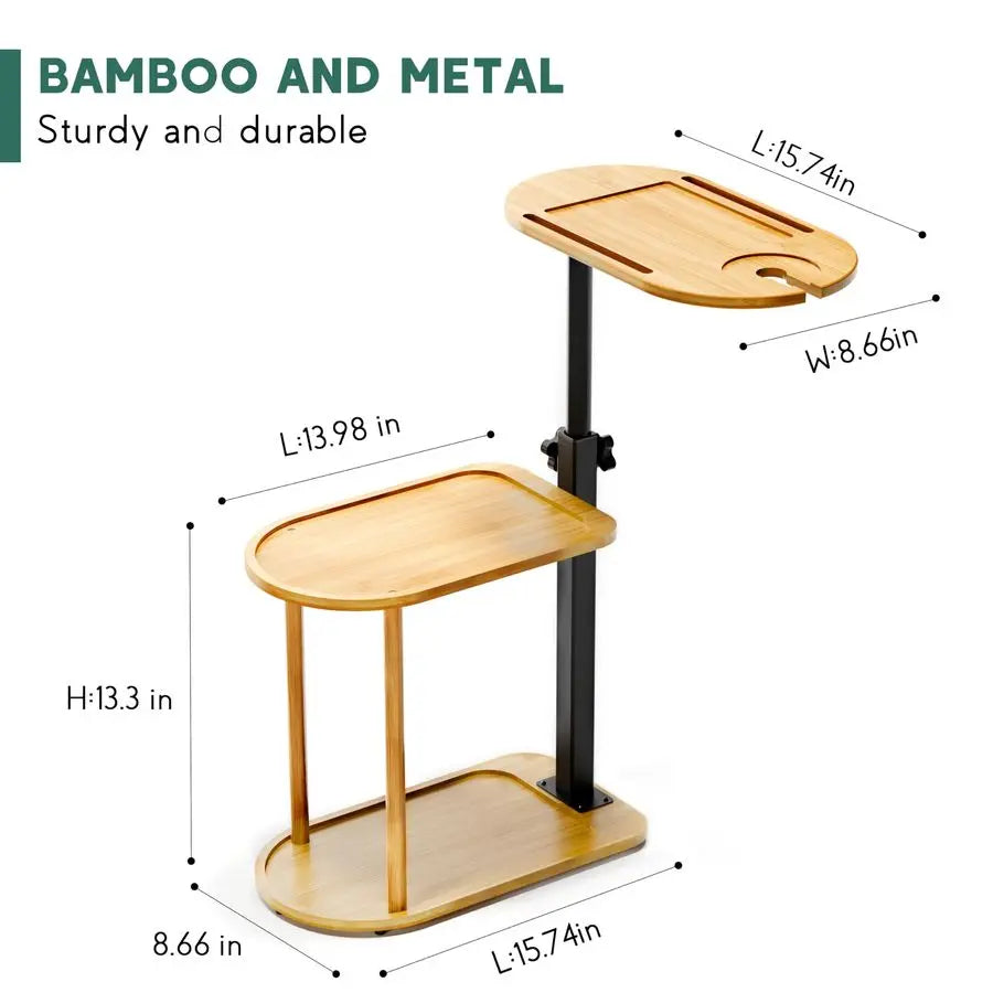 Layer Bath Tub Tray Table, Freestanding Bamboo Caddy for Tub OR Multi-use