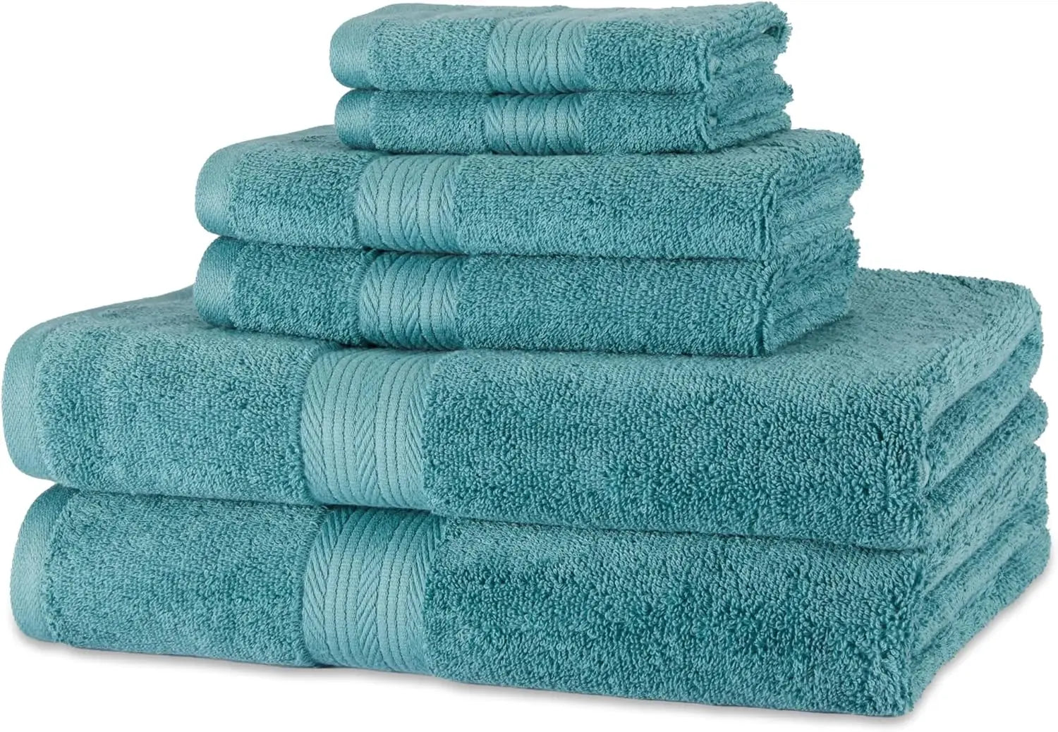 6 Piece Oversized 100% Cotton Bathroom Towel Set Fade Resistant Soft Absorbent 2 Bath 2 Hand 2 Washcloths Black