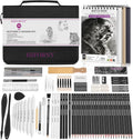 100 Pcs Drawing Set, Graphite, Charcoal & Blending Tools, Portable Case Beginners