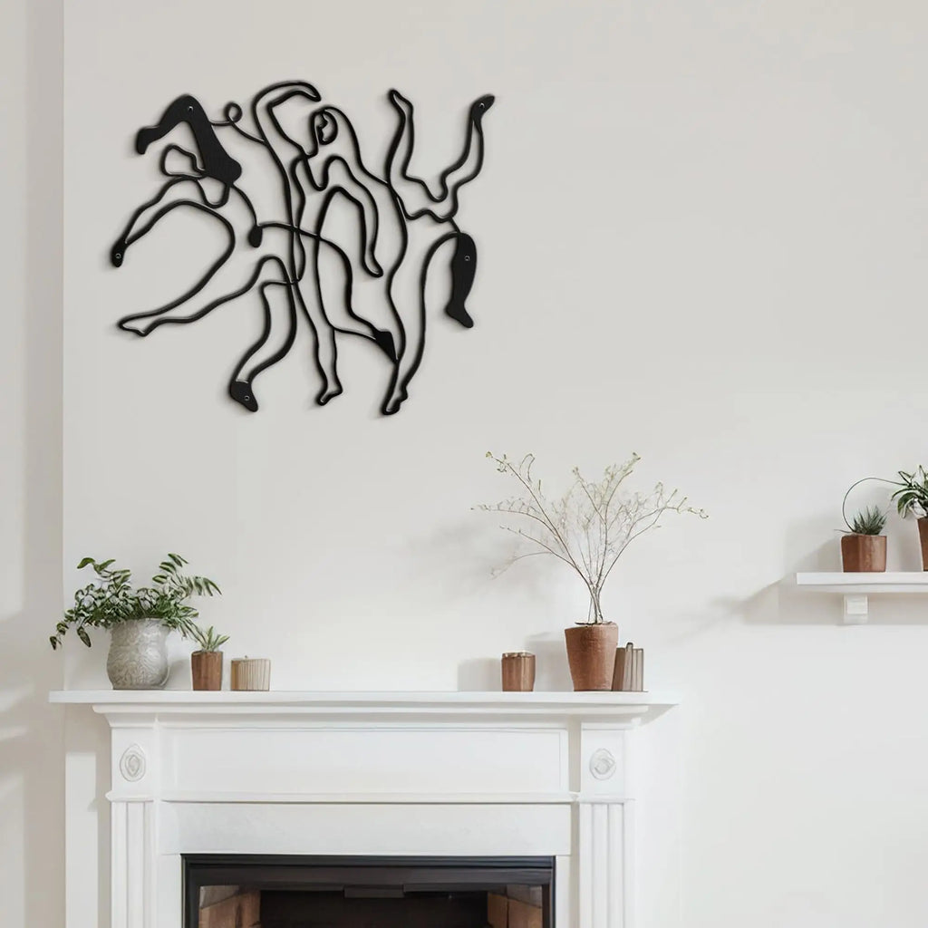 Minimalist Single Line Female Figure Metal Wall Sculpture Black 45.7cm Modern Abstract