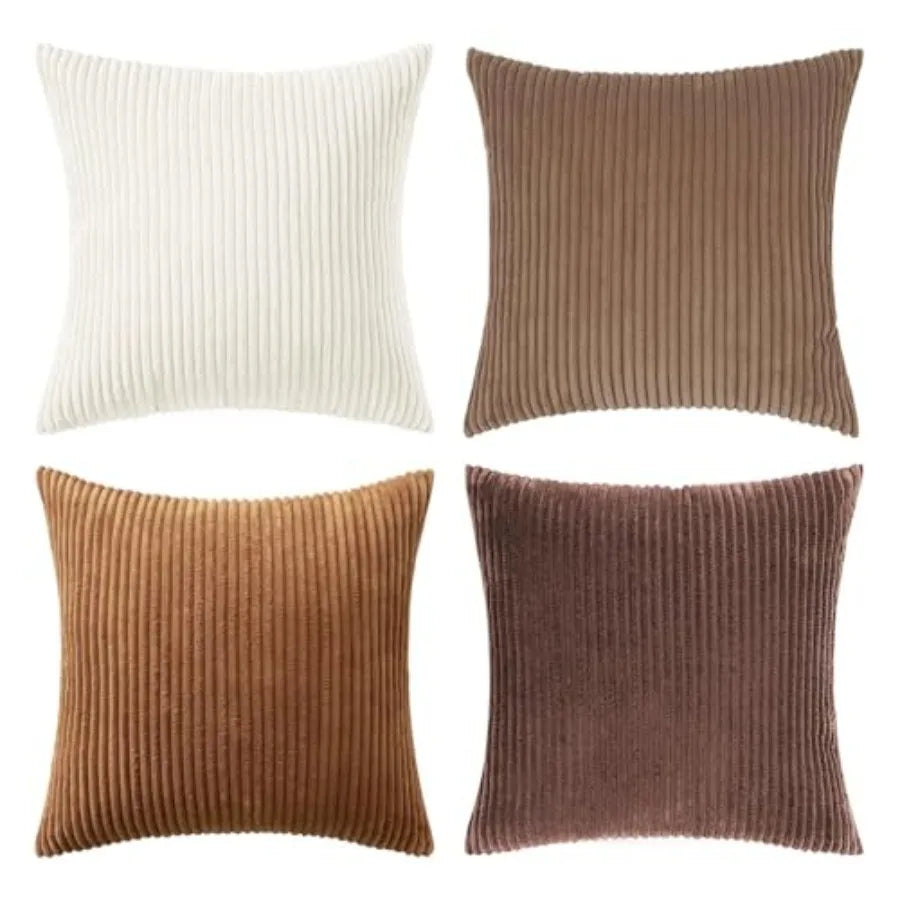 Boho Farmhouse Throw Pillow Covers 18x18 Inch Set of 4 Modern Nordic Cushion Covers Soft Corduroy