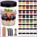 40 Pack 4oz Mini Glass Mason Jars with Black Lids