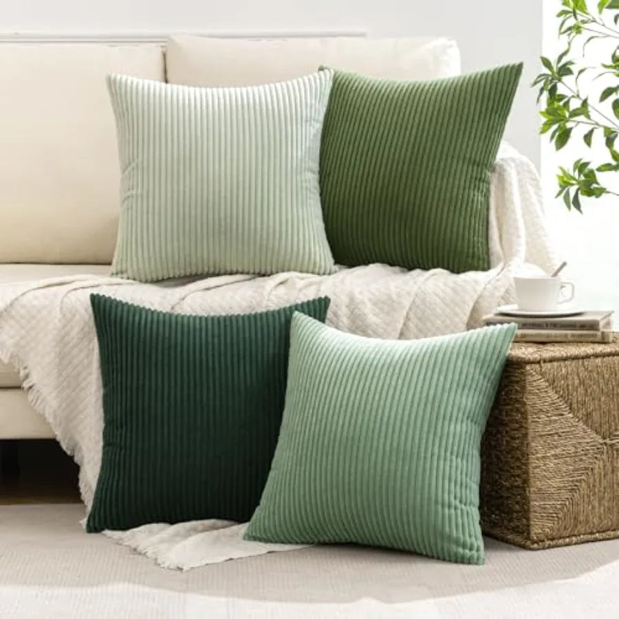 Boho Farmhouse Throw Pillow Covers 18x18 Inch Set of 4 Modern Nordic Cushion Covers Soft Corduroy
