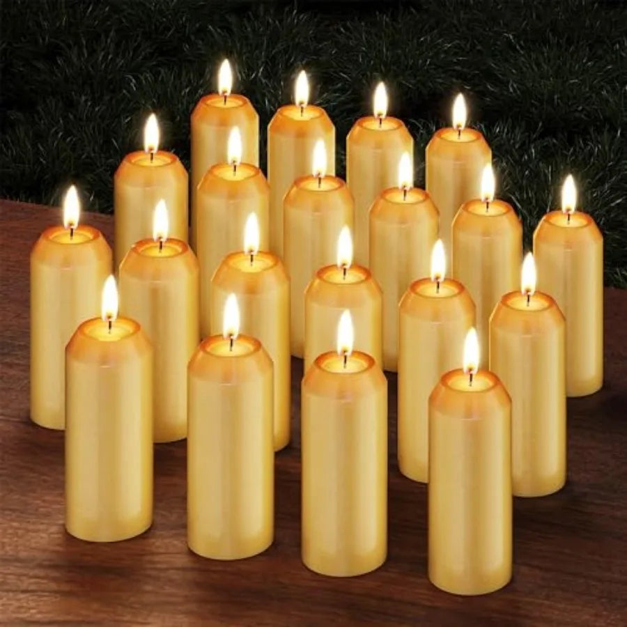 Pack 15H+  3" Natural Beeswax Candles Emergency Long Burning [18H+ Inside Candle Lanterns],