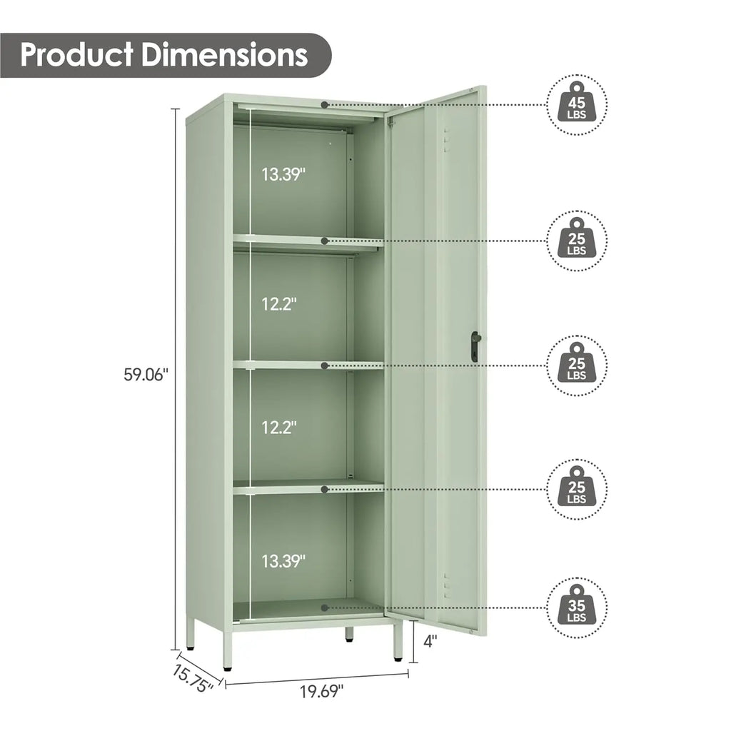 Lockable Metal Storage Cabinet with Removable Shelves