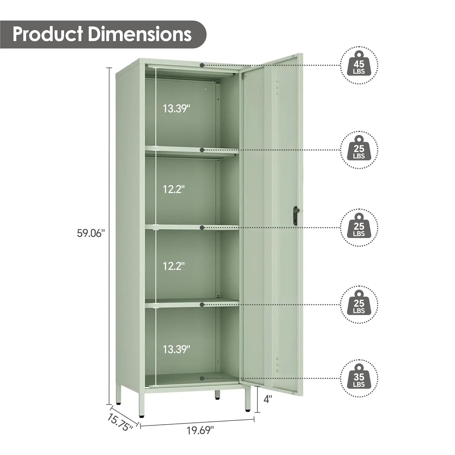 Lockable Metal Storage Cabinet with Removable Shelves
