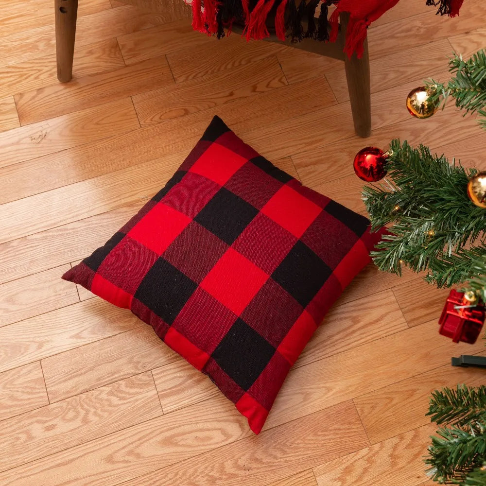 Buffalo Check Plaid 2 Piece Cushion Set Sofa Pillow Covers 100% Cotton